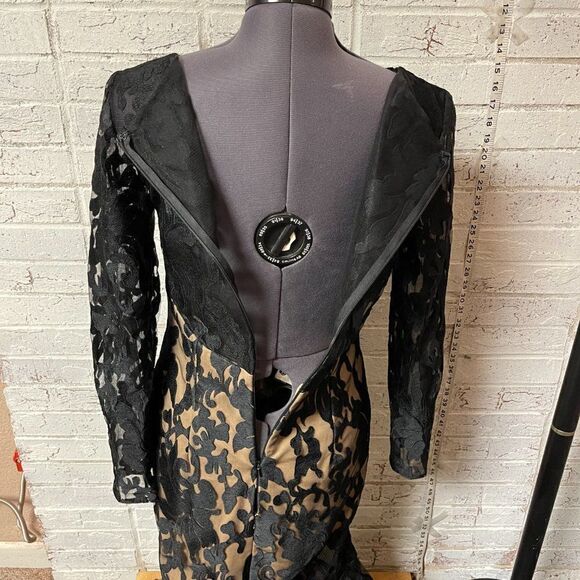 MILANO Black Lace Full Length Cocktail Formal Dress  8 #E1883 - Picture 9 of 15